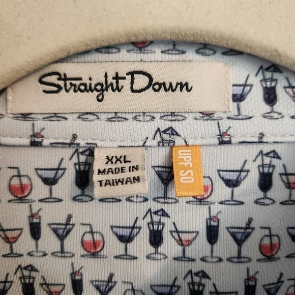 Straight Down Golf Polo - SPF Performance Cocktail Print Golf Shirt - XXL - Picture 5 of 9